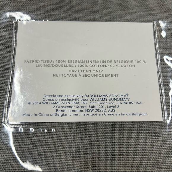 Williams Sonoma Belgian Linen Rod Pocket Drape Curtain 1 Panel Smoke Gray NEW - Picture 5 of 7